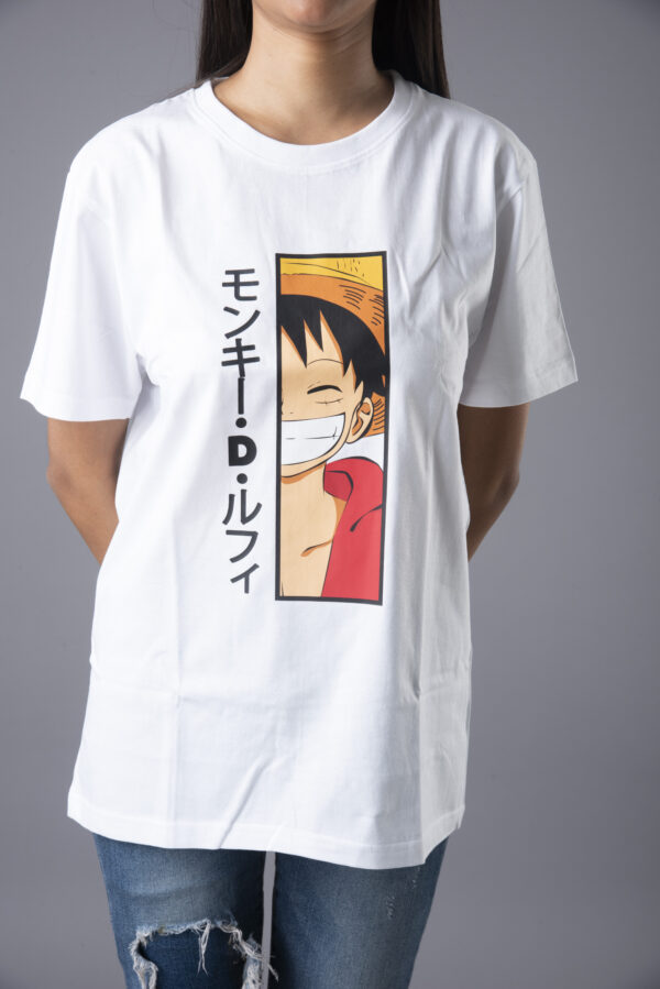 Luffy Front Print T shirt White Colour